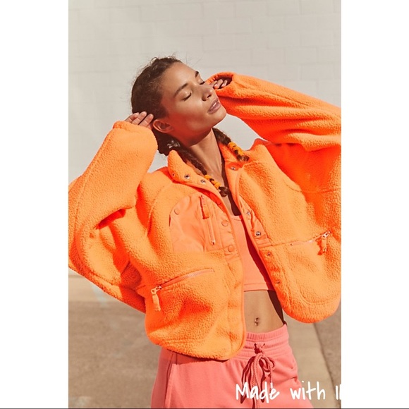 Free People Jackets & Blazers - Free People Hit the Slopes Fleece Jacket Orange